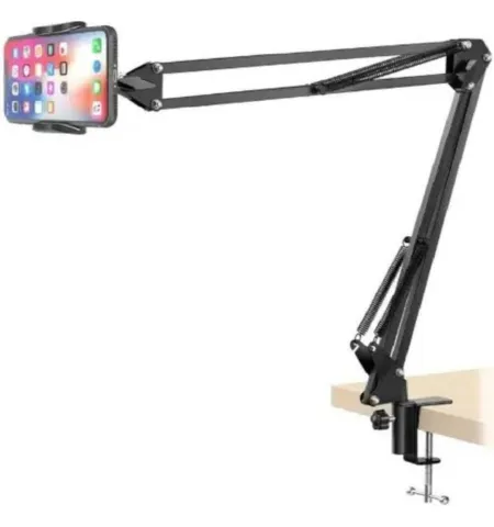 Adjustable Foldable Scissor Arm Mobile Stand With Table Clamp And Phone Holder