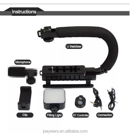 AY49U U Shaped Video Making Handheld Stabilizer Kit For Smartphone And Camera