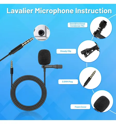3.5mm Lavalier Clipon Wired Microphone