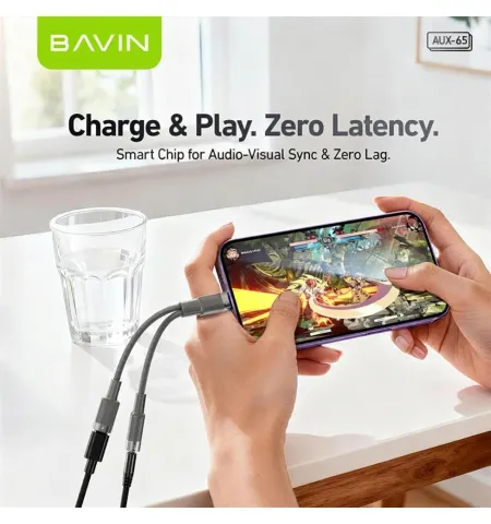 Bavin AUX65 Type C To 3.5mm And Type C Audio Adapter Cable
