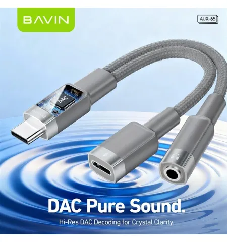 Bavin AUX65 Type C To 3.5mm And Type C Audio Adapter Cable