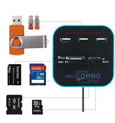 All In One Combo Card Reader For Pen Drive Cameras Mobile PC Laptop Tablet