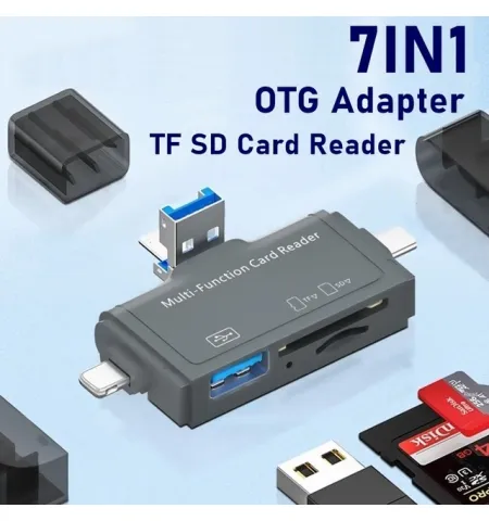 7IN1 Multi OTG USB C Adapter SD TF Micro Card Reader Micro USB Adapter