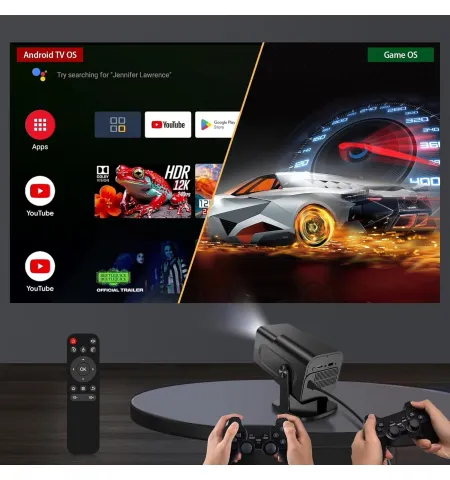 HY320 Android 2 In 1 Gaming Projector 2+32GB Android 14 1080P FHD 4K Support