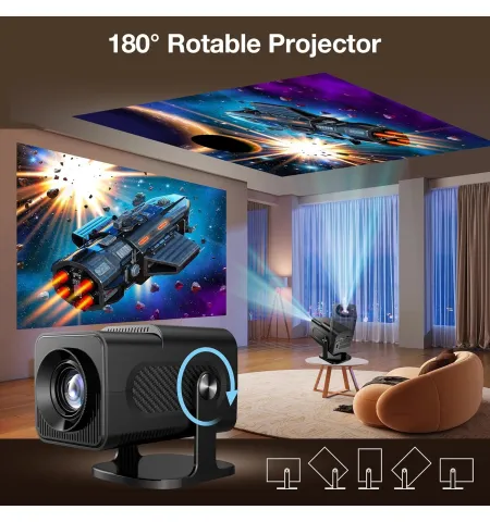 HY320 Android 2 In 1 Gaming Projector 2+32GB Android 14 1080P FHD 4K Support