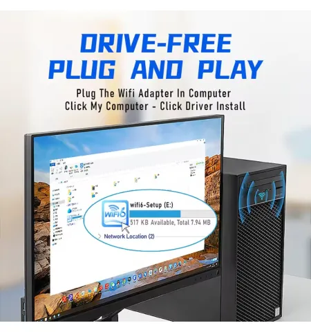 WiFi 6 Dual Band  USB 5G Wifi And Bluetooth Adapter 2 In 1