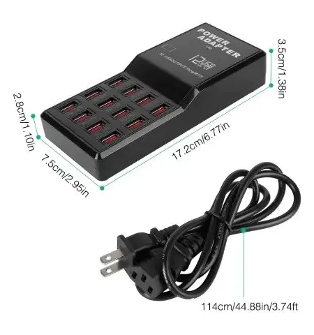 High Speed 12 Port USB Electric Fast Charging Ports Power Adapter
