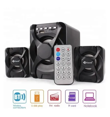 Kisonli U-2500 Bluetooth Usb 2.1 Portable Computer Speaker With Fm Black
