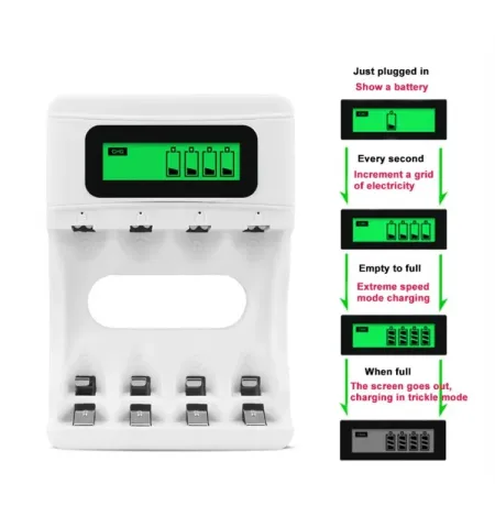 Goop GD 04K AA/AAA Ni-MH/Ni-Cd Smart Super Quick Battery Charger with USB Input/1.4 LCD Display