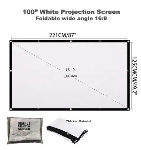 100 Inch Indoor Outdoor Dual Front Rear Portable Projector Screen