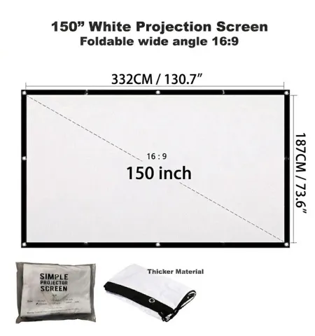 150 Inch Indoor Outdoor Dual Front Rear Portable Projector Screen