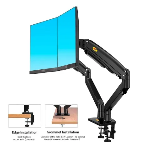 NB North Bayou F195A Full Motion Dual LCD LED Monitor Mount Gas Spring Arm