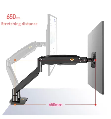 NB North Bayou F195A Full Motion Dual LCD LED Monitor Mount Gas Spring Arm