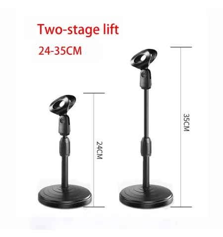 Extendable Adjustable Table Desktop Microphone Stand Holder With Heavy Base Mic Clip