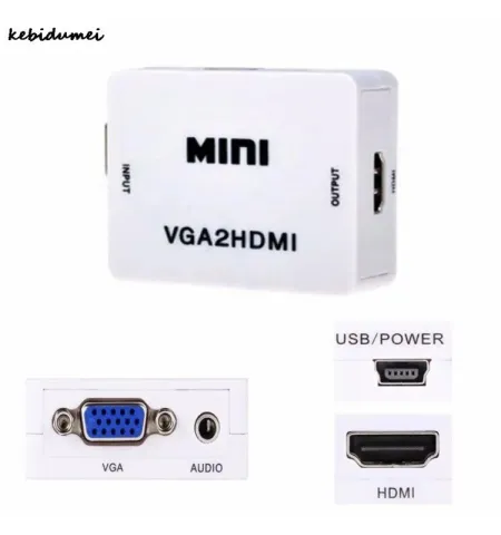 Mini VGA to HDMI Adapter VGA2HDMI Converter Connector With Audio For PC Laptop To HDTV Projector