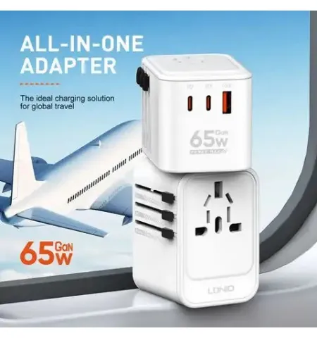 LDNIO Z6 Universal Travel Adapter Gan Charger 65 Watt