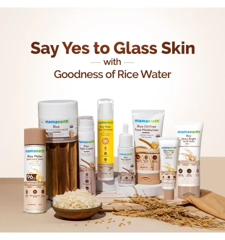 Mamaearth Rice Face Wash With Rice Water & Niacinamide For Glass Skin 100ml| Hydrated, Even SkinTone
