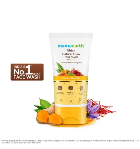 Mamaearth Ubtan Natural Glow Face Wash With Turmeric & Saffron For Tan Removal