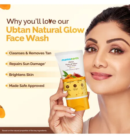 Mamaearth Ubtan Natural Glow Face Wash With Turmeric & Saffron For Tan Removal