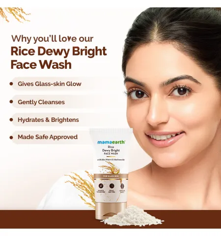 Mamaearth Rice Face Wash With Rice Water & Niacinamide for Glass Skin