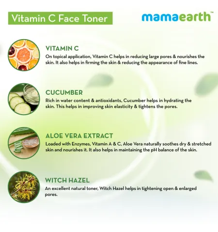 Mamaearth Vitamin C Face Toner with Witch Hazel for Pore Tightening and All Skin Types