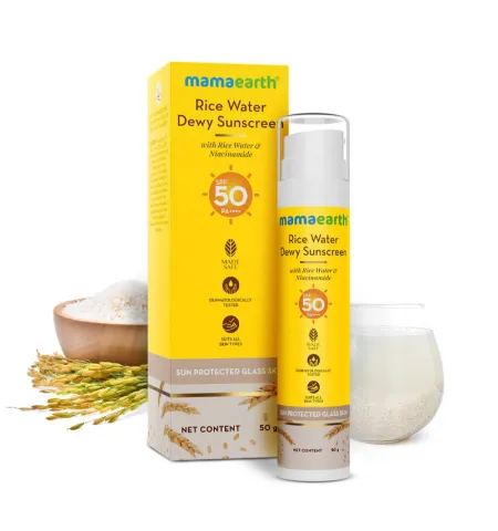 Mamaearth Rice Water Dewy Sunscreen For Tan Protection SPF 50 PA++++