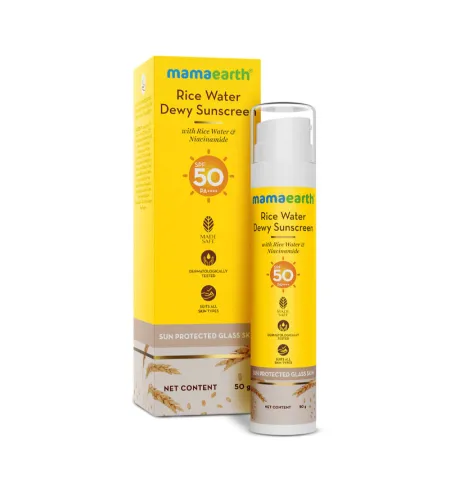 Mamaearth Rice Water Dewy Sunscreen For Tan Protection SPF 50 PA++++