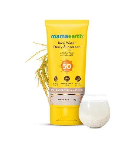 Mamaearth Rice Water Dewy Sunscreen SPF 50 for Tan Protection