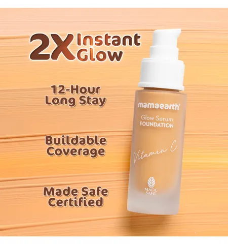 Mamaearth Glow Serum Foundation with Vitamin C & Turmeric for 12-Hour Long Stay - 01 Ivory Glow