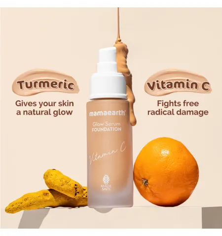 Mamaearth Glow Serum Foundation with Vitamin C & Turmeric for 12-Hour Long Stay - 01 Ivory Glow