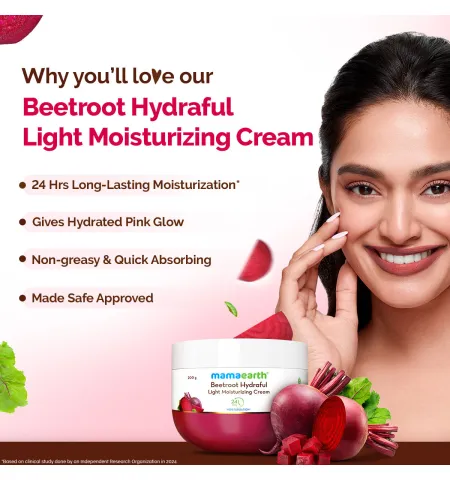 Mamaearth Beetroot Hydraful Light Moisturizing Cream with Hyaluronic Acid For 24 HR Hydration