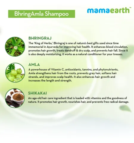 Mamaearth BhringAmla Shampoo with Bhringraj & Amla for Intense Hair Treatment