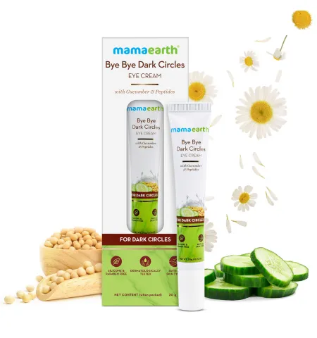 Mamaearth Bye Bye Dark Circle Eye Cream With Cucumber & Peptide For Dark Circles |Nourishes Undereye