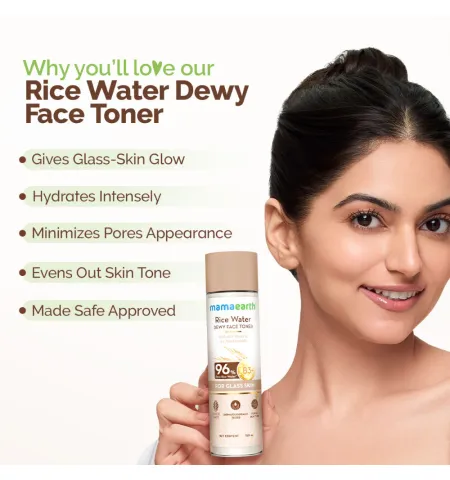 Mamaearth Rice Water Dewy Face Toner with 4% Niacinamide for Glass Skin and All Skin Types