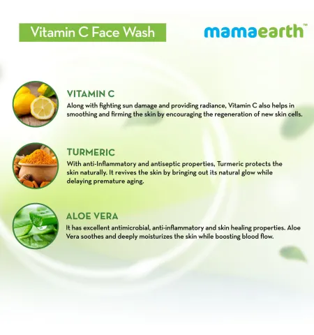 Mamaearth Vitamin C Face Wash with Vitamin C and Turmeric for Skin Illumination