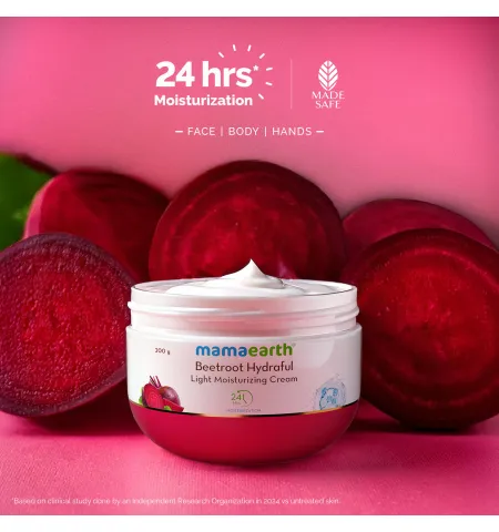 Mamaearth Beetroot Hydraful Light Moisturizing Cream with Hyaluronic Acid For 24 HR Hydration