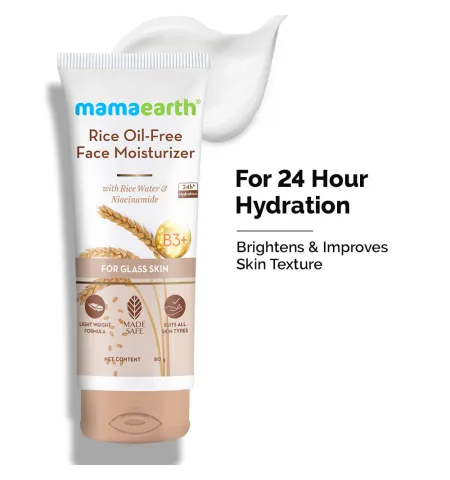 Mamaearth Rice Oil-Free Face Moisturizer With Rice Water & Niacinamide For Glass Skin