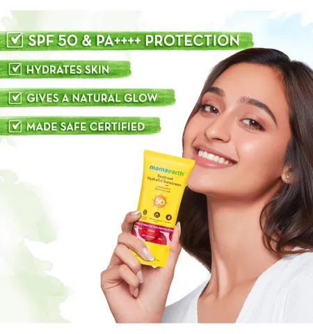Mamaearth Beetroot Hydraful SPF 50 PA++++ Sunscreen With Hyaluronic Acid for Tan Protection