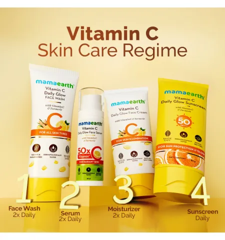 Mamaearth Vitamin C Daily Glow Sunscreen SPF 50 PA+++ for Tan Protection - In-Vivo tested