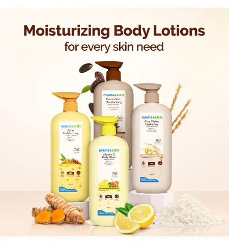 Mamaearth Rice Water Hydrating Body Lotion 48 Hrs Moisturization Nourishes Skin 7in1 Total Care