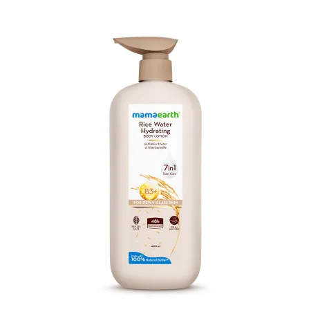 Mamaearth Rice Water Hydrating Body Lotion 48 Hrs Moisturization Nourishes Skin 7in1 Total Care