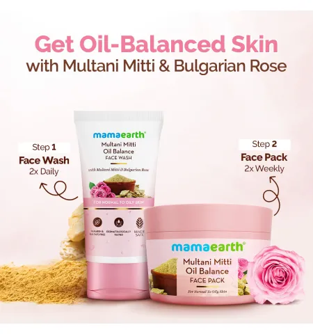 Mamaearth Multani Mitti Oil Balance Face Pack Controls Oil, Minimizes Pores & Gives Radiant Skin