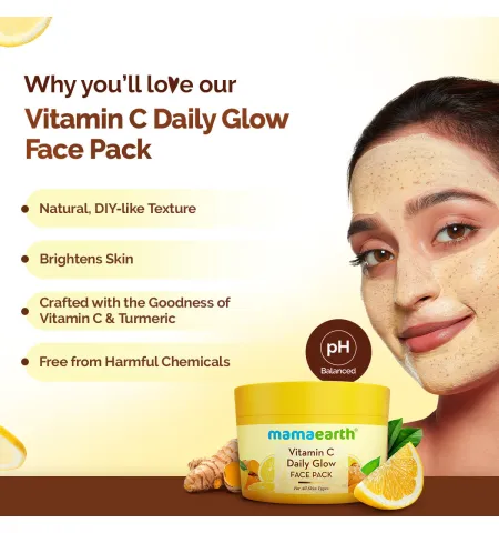 Mamaearth Vitamin C Daily Glow Face Pack for Refreshing, Rejuvenating & Brightening Skin