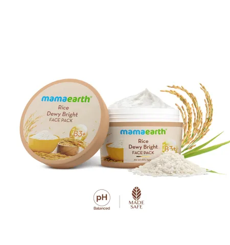 Mamaearth Rice Dewy Bright Face Pack Glass Skin Glow with Rice Water & Niacinamide