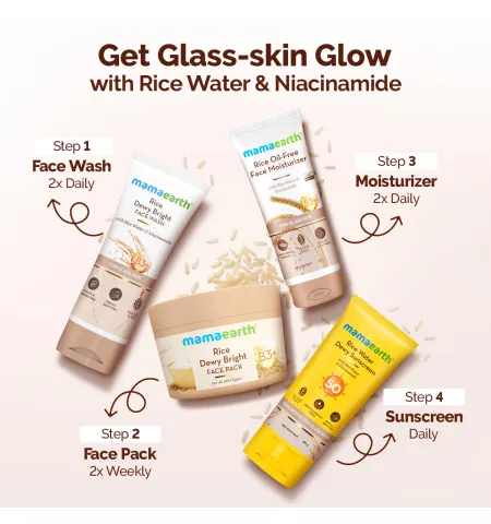 Mamaearth Rice Dewy Bright Face Pack Glass Skin Glow with Rice Water & Niacinamide