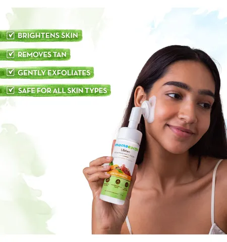 Mamaearth Ubtan Foaming Face Wash With Brush With Turmeric & Saffron For Tan Removal