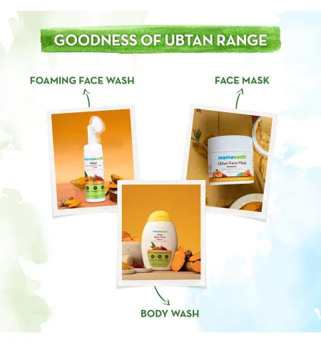 Mamaearth Ubtan Foaming Face Wash With Brush With Turmeric & Saffron For Tan Removal