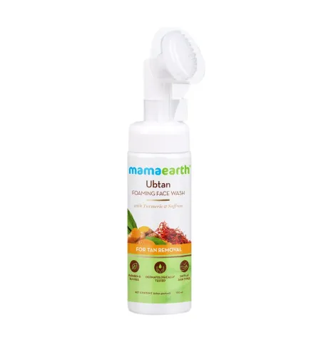 Mamaearth Ubtan Foaming Face Wash With Brush With Turmeric & Saffron For Tan Removal