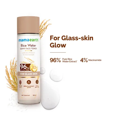 Mamaearth Rice Water Dewy Face Toner with 4% Niacinamide for Glass Skin and All Skin Types