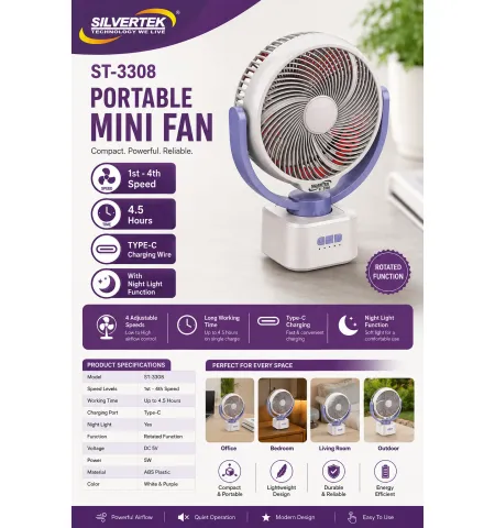 SILVERTEK ST-3308 Portable Mini Fan